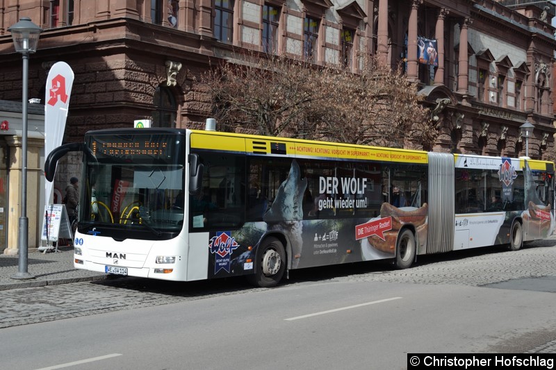 Bild: Wagen 114 als Linie 1 am Goetheplatz.
