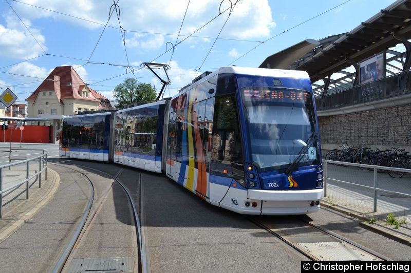 Bild: TW 702 als Linie 3 auf dem Weg von Paradiesbahnhof nach Jena-Ost.