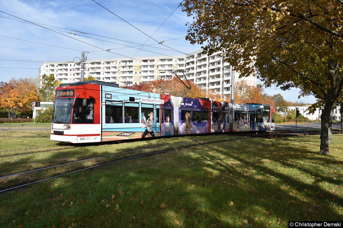 Bild: TW 605 als Linie 6 am Gleisdreieck Warschauer Straße.