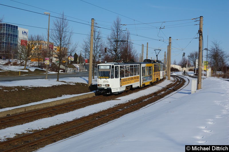 Bild: Wagen 352 + 316 zwischen den Haltestellen Bieblach Ost und Ernst-Abbe-Str.