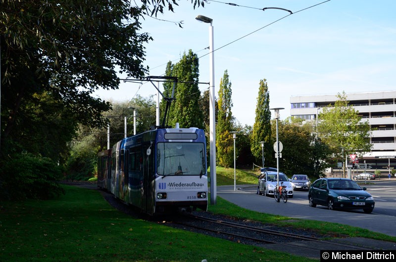 Bild: Wagen 8158 mit Beiwagen auf einem Abstellgleis neben der Wendeschleife Hauptbahnhof.