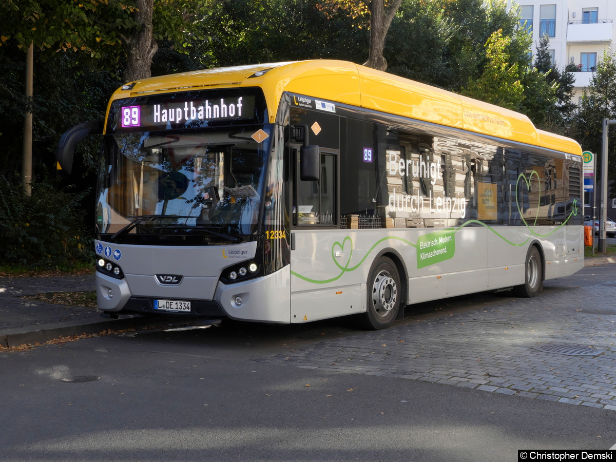 Bild: Wagen 12334 als Linie 89 am Connewitzer Kreuz.