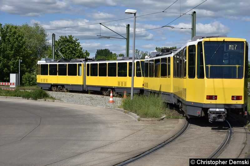 Bild: TW 6004+6041 bei der Einfahrt in die Schleife Falkenberg.