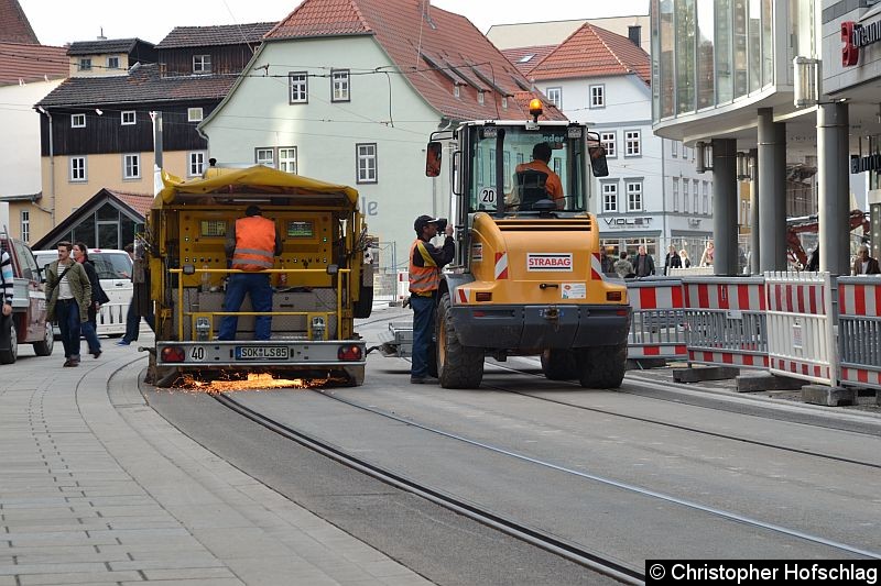 Gleisschleifarbeiten in Bereich Schlösserstraße. Bild: Gleisschleifarbeiten in Bereich Schlösserstraße.