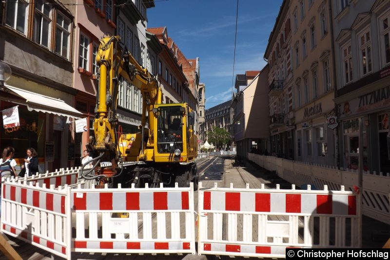 Bis in Höhe der Fleischerei Zitzmann wurden neue Gleise verlegt. Bild: Bis in Höhe der Fleischerei Zitzmann wurden neue Gleise verlegt.