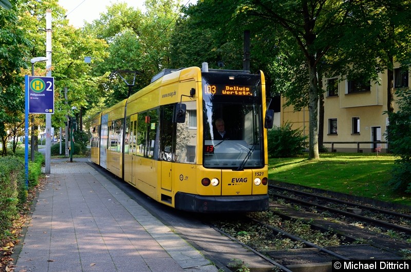 Bild: 1521 als Linie 103 auf dem Weg nach Dellwig, Wertstr. an der Haltestelle Phillipusstift.