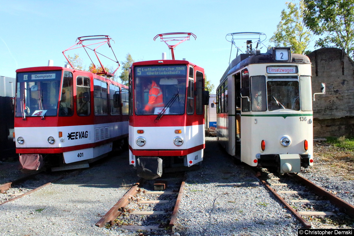 Bild: KT4D 401 und 405 und TW 136 im BW Weimar.