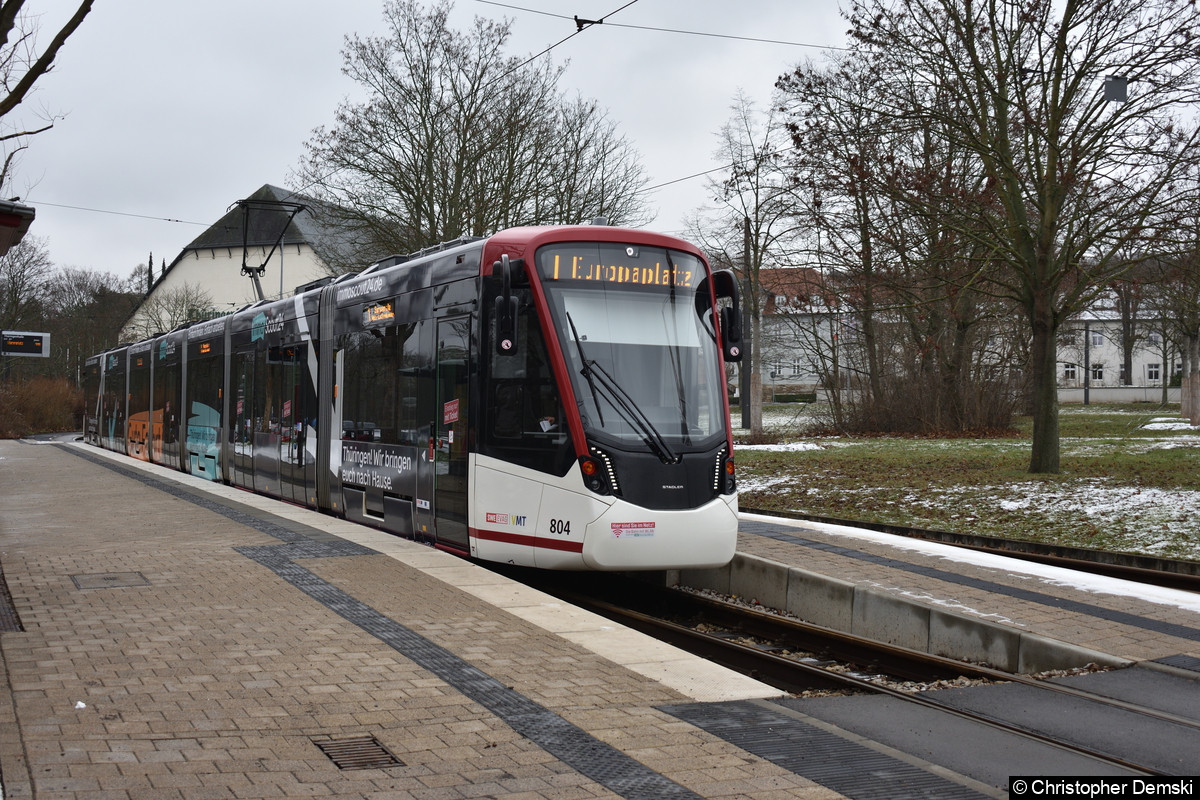 Bild: TW 804 als Linie 1 an der Thüringenhalle.