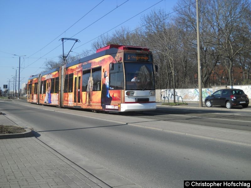 Bild: TW 607 in der Nordhäuser Straße auf der Linie 6.