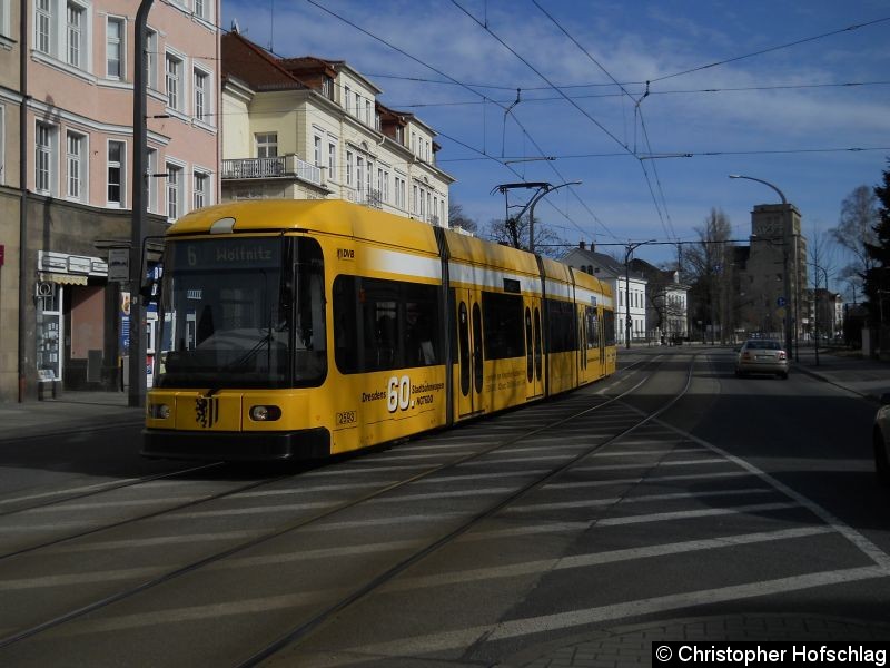 Bild: Kurz vor der Haltestelle Bahnhof Neustadt auf der Linie 6.