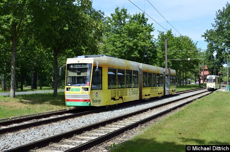 Bild: 1342 als Linie 6 bei der Abfahrt in Herrenkrug.
