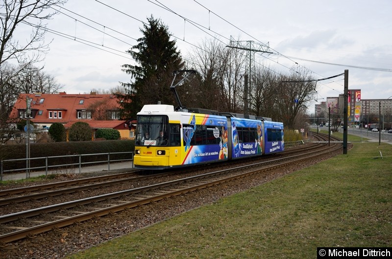 Bild: 1004 als Fahrschule kurz vor der Haltestelle Landsberger Allee/Rhinstr.