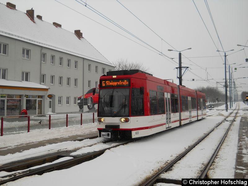 Bild: TW 603 als Linie 6 am Klinikum