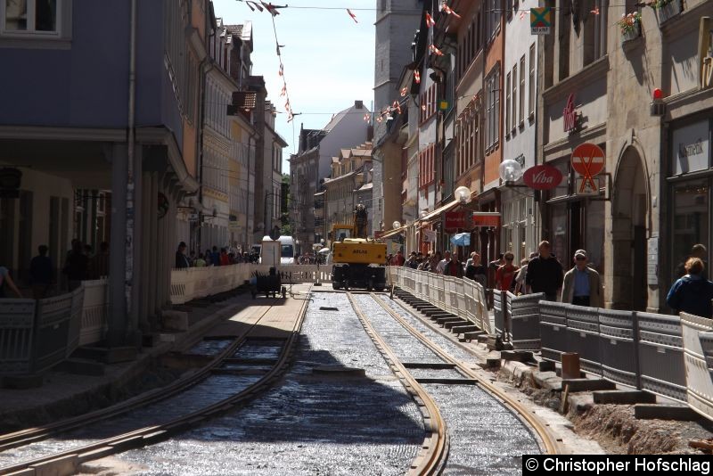 Neue Gleise wurden bis in die Markstraße verlegt. Bild: Neue Gleise wurden bis in die Markstraße verlegt.