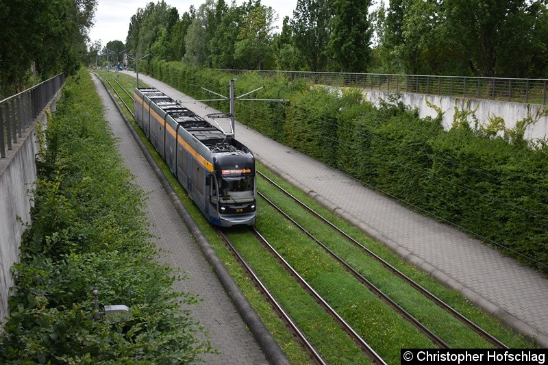 Bild: TW 1215 kurz vor der Haltestelle S-Bahnhof Messe