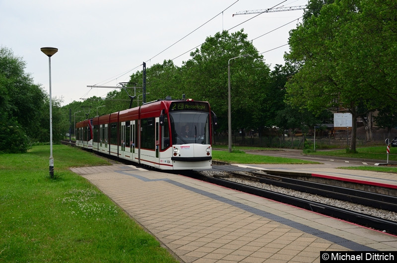 Combino 634 und 724 erreicht als Linie 2 die Haltestelle Färberwaidweg.
